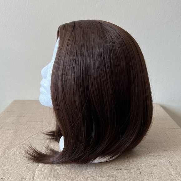 12” Brown Natural Looking Middle Parted Short Synthetic Heat Resistant Wig - Picture 5 of 13
